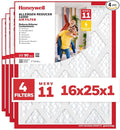 Honeywell 16x25x1 MERV 11 Allergen Reducer 11000 Electrostatic Pleated HVAC AC Furnace Air Filter (4-Pack) | Replacement Filter for Home Use | Made in USA