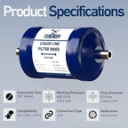 Buck Bi-Flow Refrigerant Liquid Line Filter Drier 3/8" ODF Sweat BFK-083S - Compatible with CFC, HCFC, HFC - Ideal for Heat Pump & Straight Cool Air Conditioners (1-5 Tons)