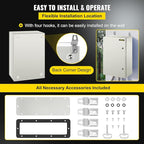 VEVOR NEMA Steel Enclosure, 24 x 16 x 10'' NEMA 4X Steel Electrical Box, IP66 Waterproof & Dustproof, Outdoor/Indoor Electrical Junction Box, with Mounting Plate