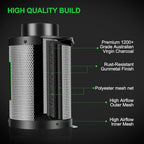 MELONFARM 6" Air Carbon Filter Smelliness Control with Australia Virgin Charcoal, Odor Removal Carbon Filter for Grow Tent, Inline Fan, Hydroponics, Pre-Filter Included, Insulated Flange 6" x 11.8"