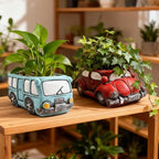 Cement Red Car Succulent Planter Flower Pots Succulent Plants Containers, Small Pot for Cactus Decor Planters for Indoor Plants