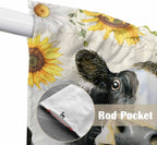 Yellow Sunflowers Swag Valances for Windows, Country Cow Flower Butterfly Farmhouse Cream Rod Pocket Kitchen Curtains Valance, Kitchen Window Curtains Swag for Cafe Living Room, 2 Panels, 36x63 inch