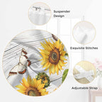 Yellow Sunflowers Bedroom Curtains 72 Inch Length, Window Curtains Tab Top, Vintage Country Flowers Butterfly Wood Board Light Filtering Window Treatments Drapes 52"x72" 2 Panel