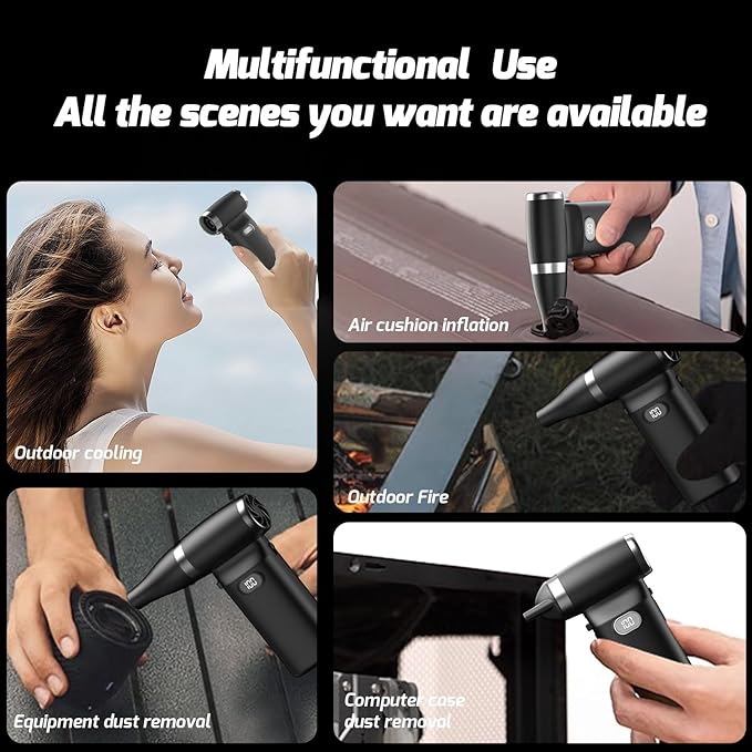 Compressed Air Duster, Electric Dust Blower, High-Speed Electric Air Duster, 8000mAh Rechargeable Mini Jet Blower, 100 Gear Adjustable 130000RPM, PC Cleaning Set for Laptops, Keyboards, Cars
