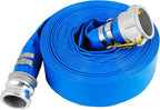 2" x 100 Ft Discharge Hose, Heavy Duty PVC Lay Flat Water Backwash Hose,Durable Pool Drain Hose with Aluminum CE Fittings for Water Pump And Filters