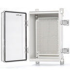 QILIPSU Outdoor WiFi Enclosure, 11.4"x7.5"x5.5" Waterproof Electrical Junction Box IP67 Weatherproof Plastic Clear Hinged Cover for Electronic Network Project