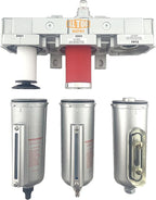 3/4" NPT HEAVY DUTY Industrial Grade 3 Stages Filter Coalescing Desiccant Dryer System For Compressed Air Lines, Metal Bowls, Great For Paint Spray And Plasma Cutter (AUTO DRAIN)