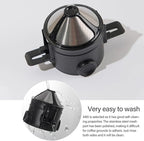 Foldable Travels Coffee Dripper Double Filter Systems Rustproof Stainless Steel Effective Brews Device with Most Mugs Effective Double Layer Coffee Filter