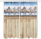 Western Horse Living Room Curtains 84 Inch Length, Window Curtains Tab Top, Farmhouse Wooden Grain Vintage Cowboy Barn Door Light Filtering Window Treatments Drapes 52"x84" 2 Panel