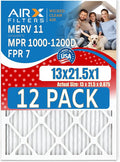 13x21.5x1 Air Filter MERV 11 Rating, 12 Pack of Furnace Filters Comparable to MPR 1000, MPR 1200 & FPR 7 - Made in USA by AIRX FILTERS WICKED CLEAN AIR.
