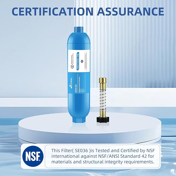 RV Water Filter, NSF Certified Camper Water Filter For RV Garden, Camping Must Haves For Reduces Chlorine, Bad Taste, Odor, Inline Hose Filter with 1 Flexible Hose Protectors, Pack of 2