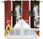 Cows Sunflowers Swag Valances for Windows, Rustic Farms Barns Flowers Bees Animals Rod Pocket Kitchen Curtains Valance, Small Window Curtains Swag for Cafe Bathroom Living Room, 2 Panels, 28x36 inch