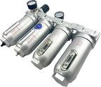 4 STAGE SUPER DUTY INDUSTRIAL GRADE ULTRA CLEAN FILTER REGULATOR COALESCING DESICCANT DRYER SYSTEM FOR COMPRESSED AIR LINES METAL BOWLS GREAT FOR PAINT SPRAY AND PLASMA CUTTER (3/4"NPT AUTO DRAIN)