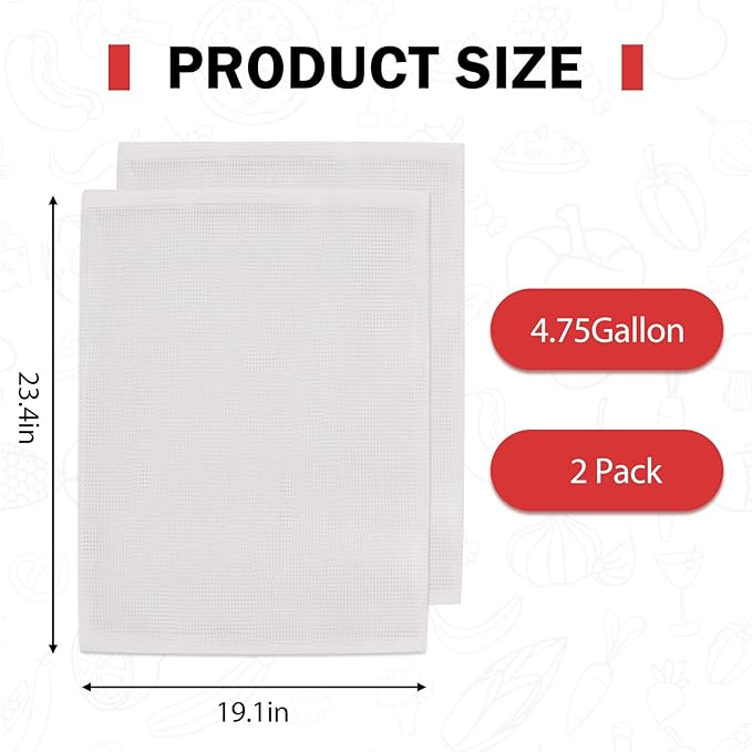 CAELUM 4.75 Gallon Capacity Fruit and Wine Press Filter Bag, 2Pack Juice Maker Filter Bag for Outdoor, Kitchen