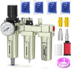 Industrial Grade 3-Stage Air Drying System,3/4" NPT with Auto Drain,Desiccant Dryer,Air Regulator,Particulate Filter and Coalescing Filter for Paint Spray,Plasma Cutter