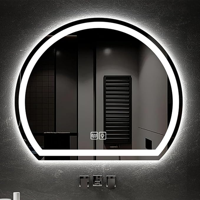Bathroom Mirror with 3 Colour LED Lights, Lighted Bathroom Makeup Wall Mounted Mirror with Demister Pad, Touch Switch Mirror for Entryway, Bathroom, Vanity(27.5"/70cm)