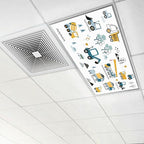6 Pcs Fluorescent Light Covers for Ceiling Lights Construction Vehicles Machinery Trucks Cranes Cement Mixers Blue Decorative Magnets Light Filters for Office Home Classroom Must Haves 4’ x 2’