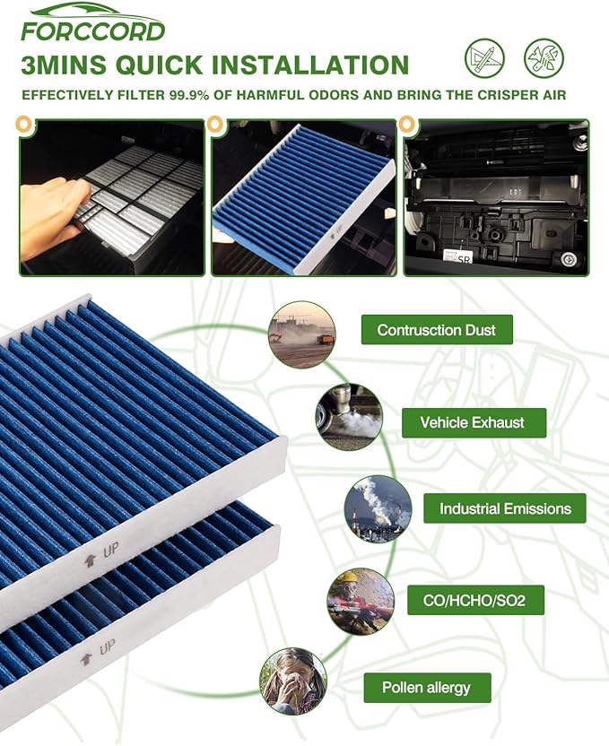 Cabin & Engine Air Filter Combo Fit for Volkswagen Atlas 2018-2026 2.0L 3.6L, Atlas Cross Sport 2020-2026 Activated Carbon Cabin Filter Replace#CF11643 3QF129620 Atlas Air Filter for My Car