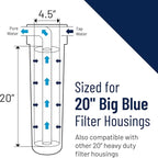 Pentair Pentek 150236 Big Blue Filter Housing, 1 1/2" NPT #20 Whole House Heavy Duty Water Filter Housing with High-Flow Polypropylene (HFPP) Cap, 20-Inch, Black/Blue