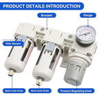 3/8"-Air-Dryer-for-Compressor - Double Air Filters Drying-System, Semi-Auto Drain Pressure Regulator Combo