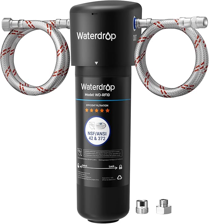 Waterdrop 10UA Under Sink Water Filter System, Reduces PFAS, PFOA/PFOS, Lead, Chlorine, Bad Taste & Odor, Under Counter Water Filter Direct Connect to Kitchen Faucet, NSF/ANSI 42 Certified, 1 Year