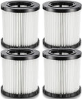 DCV580H DCV581H Vacuum Replacement Filter for DEWALT 20V MAX Wet/Dry VAC DCV580H (Cordless) DCV581H DCV5801H Portable Shop Vac Vacuum 2 Gallon Tank Capacity, Washable and Reusable Hepa Filter, 4 Pack