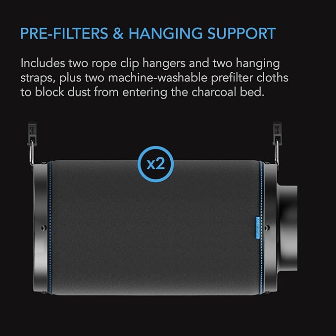 AC Infinity Air Carbon Filter 10" with Premium Australian Virgin Charcoal, for Inline Duct Fan, Odor Control, Hydroponics, Grow Rooms