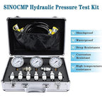 SINOCMP Hydraulic Pressure Test Kit with 3 Gauges 25/40/60 Mpa, 9 Couplings, 3 Test Hoses, Hydraulic Gauge Tester Set for Excavator Construction Machinery