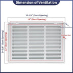 18"W x 12"H [Duct Opening Size] Steel Return Air Filter Grille - Removable Face/Door for 1 inch Filters -HVAC Vent Cover Grill - White [Outer Dimensions: 20 5/8"W X 14 5/8"H]