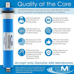 APPLIED MEMBRANES INC. 50 GPD Reverse Osmosis Membrane | RO Membrane Water Filter Replacement for Reverse Osmosis Water Filtration System | 1.8" x 12" Universal Compatibility, Pack of 10