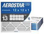 Aerostar 12x12x1 MERV 13 Air Filter, 6 Count, ACTUAL SIZE (11.75 x 11.75 x 0.75 ), HVAC, Air Conditioning & Furnace Filter for Allergies, Dust, Pet Dander & Smoke (MPR 1500 / FPR 10), Made in USA