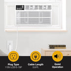 Whirlpool 10,000 BTU Window Air Conditioner with Dehumidifier, 115V, Window AC for Rooms up to 450 Sq. Ft., Living Room, Bedroom, or Kitchen, with Remote Control, Digital Display, and 24H-Timer, White