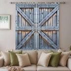 Farmhouse Wood Grain Living Room Curtains 96 Inch Length, Window Curtains Tab Top, Vintage Country Barn Gate Textured Light Filtering Window Treatments Drapes 52"x96" 2 Panel