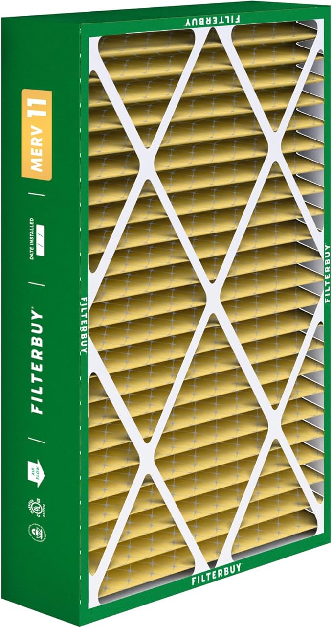 Filterbuy 16x25x5 Air Filter MERV 11 Superior Pet & Allergy Defense (3-Pack), Pleated HVAC AC Furnace Filters for Amana, Coleman, Goodman, Maytag, York, and More (Actual Size: 15.38 x 25.50 x 5.25)