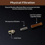 Cigarette Filters Brown Cow Horn Pattern Reusable Clean Tar Tobacco Filter with Multi-Filtering for Standard Size Cigarettes Ø8mm,Slim Cigarettes Ø5mm