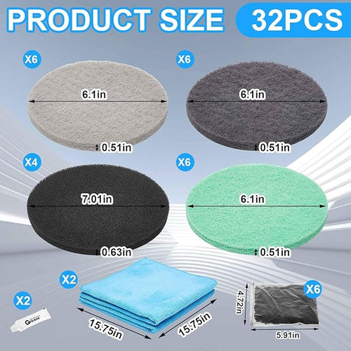 26 Pcs Canister Filter Media Replacement Kit Compatible with Fluval Fx4 Fx5 Fx6 Include Foam Filter Pads, Aquarium Maintenance Quick Clear/Water Polishing Pads, Silicone Lubricant, Towels