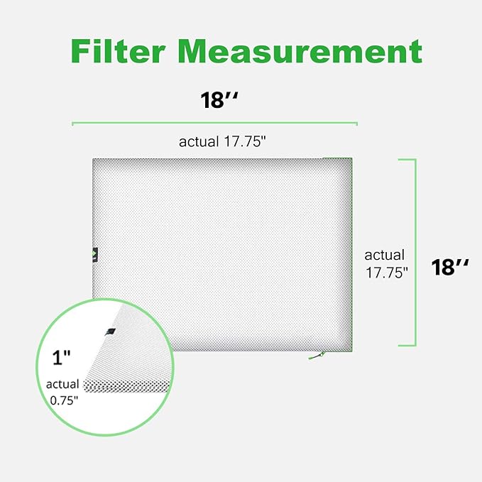 Reair 18x18x1 Air filter, Washable and Reusable Air Filter 18x18x1 for AC HVAC Furnace, MERV 8 Air Filters Machine Washable & Dryer Friendly, AC Furnace Air Filter