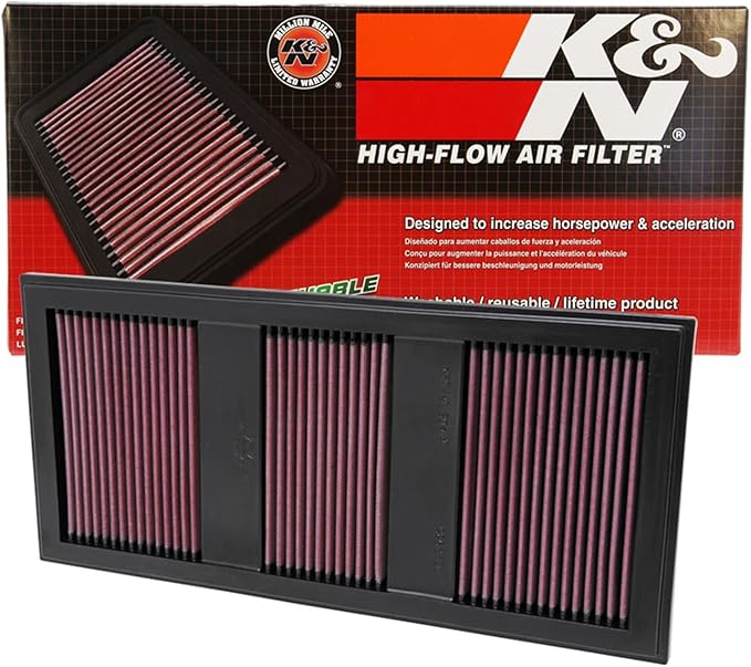 K&N High-Flow Original Lifetime Engine Air Filter: Increase Power: Premium, Washable: Compatible with 2011-2016 Mercedes Benz: (See Product Description for Select Models) 33-2985