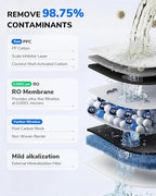 Ecoviva Mate 3 Countertop Reverse Osmosis Water Filter, 8-Stage RO Water Filtration System with 44oz Water Pitcher Smart Auto-Filling, 3:1 Pure to Drain, NSF Certified Tabletop Purifier, White