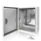 Electrical Box 16 x 12 x 8 Inch Indoor Outdoor Electrical Enclosure Box Steel Junction Box Wall Mounted Universal Electrical Project Box with Safety Locks and Mounting Plates