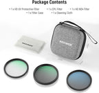NEEWER 49mm UV/CPL/ND Lens Filter Kit with Hard Shell Storage Case, Multicoated Optical Glass & Aluminum Alloy Frame, UV + Circular Polarizer (CPL) + Neutral Density (ND4) Filter for Camera Lens