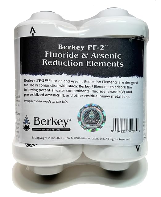 Travel Berkey Gravity-Fed Water Filter with 2 Black Berkey Elements + 2 Berkey PF-2 Fluoride and Arsenic Reduction Elements—Use at Home or Outdoors
