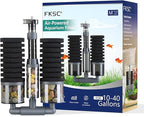 Dual Sponge Aquarium Filter, Air-Powered, 10–40 Gal – Ultra-Quiet Bio-Sponge Filtration | Freshwater & Saltwater | Easy Setup