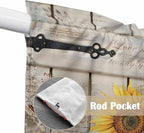 Farm Flowers Swag Valances for Windows, Retro Sunflowers Barn Doors Butterfly Wood Board Rod Pocket Kitchen Curtains Valance, Kitchen Window Curtains Swag for Cafe Living Room, 2 Panels, 36x63 inch