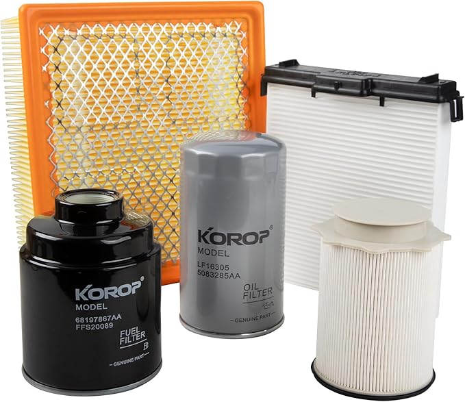6.7L Cummins Fuel Filter Oil Filter Air Filter and Cabin Air Filter Kit Compatible with 2013-2018 Dodge RAM 2500 3500 4500 5500 Diesel Replaces 68197867AA 68157291AA 5083285AA 53034051AB 68406048AA