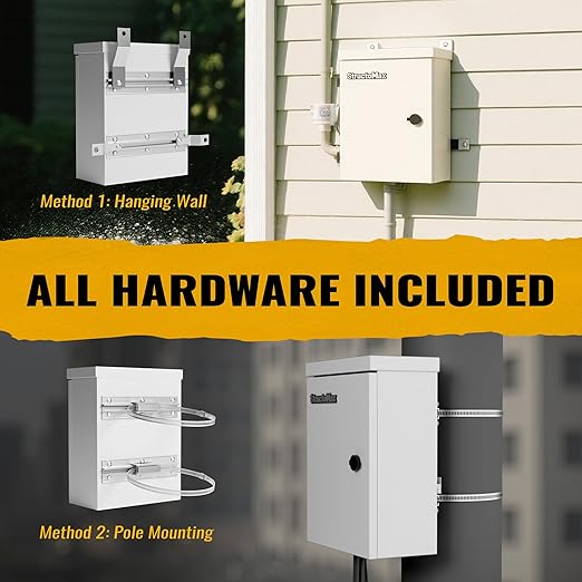 Steel Electrical Box, 20"x16"x10" Steel Enclosure, IP67 Waterproof & Rust-Resistant, Outdoor/Indoor Electrical Junction Box with Mounting Plate for Wall/Pole Mount