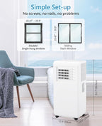 Portable Air Conditioner 10000 BTU, Portable AC Unit with Remote Control, Energy-Efficient Cooling for 450 Sq.ft Spaces, 3in1 Portable AC with Dehumidifier, Cooling & Fan Mode for Bedroom Room