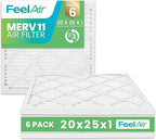 20x25x1 Air Filter – 6 Pack, MERV 11 Pleated HVAC & Furnace Filter, Electrostatic Mechanical Filtration (Actual Size 19.50 x 24.50 x 0.75)