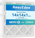 14x14x1 Air Filter 2 Pack (MERV 8) AC Furnace Air Filters 14x14 Pleated Dust Defense Air Conditioner Replacement Filters Home Office MPR 600 FPR 5 (Actual Size: 13.75x13.75x0.75 Inches)