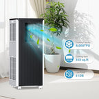 Portable AC Unit with 8000 BTU Cooling, Remote Control & 24-Hour Programmable Timer, Low-Noise Design for Rooms Up to 350 Sq.Ft, Ideal for Dorm or Office Use, Black and White Design